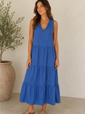 Maven West Frayed Edge Blue Dress, size XS